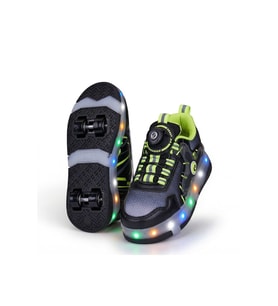 Elit EYL034 Erkek Çocuk RGB LED Işıklı Çıkarılabilir Tekerlekli PATEN Ayakkabı Siyah - Sarı