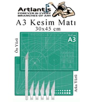 Kesim Matı A3 ve Kretuar Seti 1 Adet 30x45 cm Çift Taraflı Çizim Matı Kesme Madı Kesim Tablası Kesim Altlığı (Yeşil)