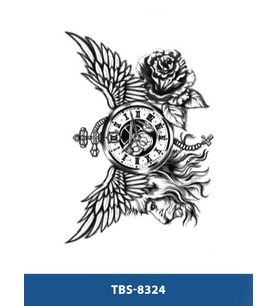 TBS-8324 ORTA BOY KANAT SAAT DESEN GEÇİCİ DÖVME-TATTO