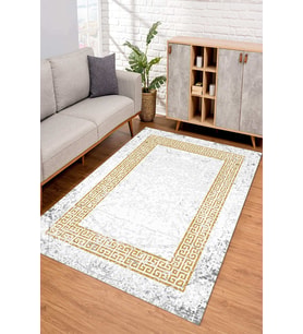 Dijital Kaymaz Taban Yıkanabilir Renkli Salon Halısı Mutfak Halısı Yolluk ND-SD-1077 (Gold)