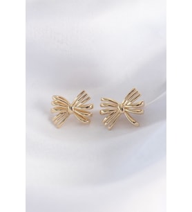 Pirinç Gold Renk Fiyonk Küpe TJ-BKP8930