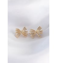 Pirinç Gold Renk Fiyonk Küpe TJ-BKP8930