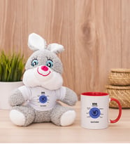 Kişiye Özel Kova Burcuna Hediye Peluş Tavşan ve Kırmızı Kupa