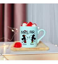 Mickey & Minnie Mouse Sevgili Eş Tasarımlı Kişiye Özel Yeşil Türk Kahvesi Fincanı