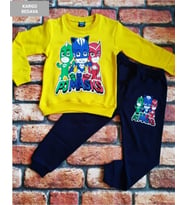 pijamaskeliler baskılı  desenli %100 pamuklu çocuk pijama takımı
