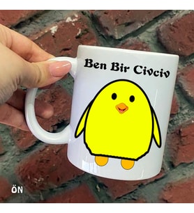 Size Özel Bizim Sevimli Ben Civciv  Seramik Baskılı Kupa Bardaklar