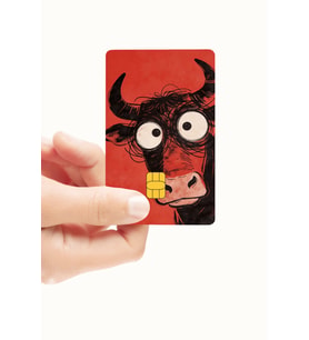 Şaşkın Boğa Tasarımlı Kredi Kartı Ve Akbil Kaplama Sticker