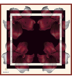 Çiçekli Desen Black Seri Twill Eşarp Eşarp Askısı ile Birlikte 90x90 cm Bordo-Kı