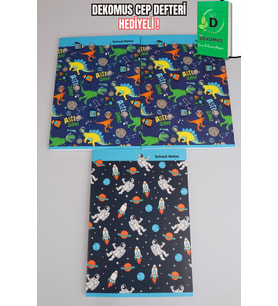 3 Adet A4 Defter Seti Astro Dino Explorer Collection 2 Adet Çizgili Defter Ve 1 Adet Kareli Defter 80 Yaprak