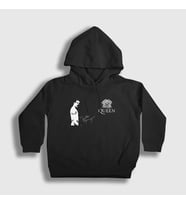 Presmono Unisex Çocuk Siyah İmza Queen Freddie Mercury Kapüşonlu Sweatshirt 34336tt