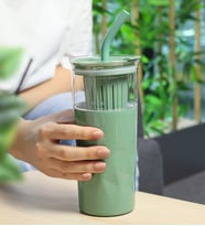 Cam Detox Pipetli Termos 650 ml (Yeşil)
