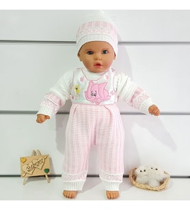 Fil Desenli Triko 3 lü Kız Bebek Takım