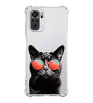 PrintiFy Redmi 10 Uyumlu Kedi 3 Baskılı Şeffaf Köşe Korumalı Antişok Kılıf