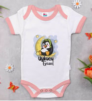 BK Kids Uykucu Güzel Tasarımlı Pembe Bebek Body Zıbın-1
