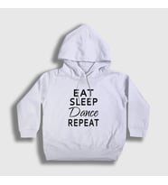 Presmono Unisex Çocuk Beyaz Eat Sleep Dance Repeat Hediye Dansçı Kapüşonlu Sweatshirt 464308tt (Beyaz)