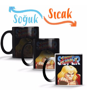 Street Fighter 2 Ken Sihirli Kupa Bardak Porselen