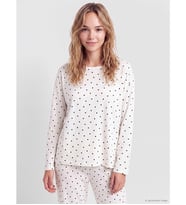 LCW DREAM Ekru Bisiklet Yaka Puantiyeli Kadın Pijama Takımı