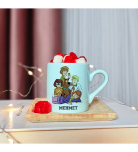 Scooby Doo Tasarımlı Kişiye Özel Yeşil Türk Kahvesi Fincanı