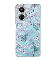 Huawei Nova 10 Se Uyumlu Kapak Floral Lila Tasarımlı Şeffaf Silikon Kılıf