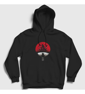 Presmono Unisex Siyah Uchiha Clan V2 Anime Naruto Kapüşonlu Sweatshirt 134592tt