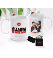 BK Gift Kişiye Özel Babalar Günü Hediyesi Fotoğraflı Kupa Bardak ve Benzinli Çakmak Seti-32 (Model 1)