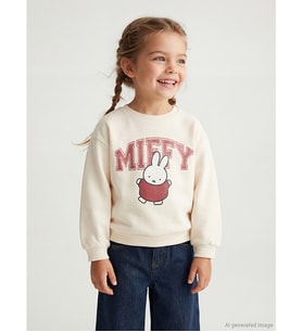 LCW Kids Ekru Miffy Baskılı Kız Çocuk Kalın Sweatshirt