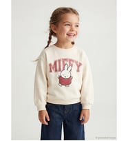 LCW Kids Ekru Miffy Baskılı Kız Çocuk Kalın Sweatshirt