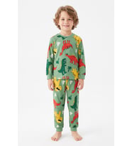 %100 Pamuk ve Dinazor Baskılı Erkek Çocuk Pijama Takımı 3-8 Yaş 12745IS MODANINO