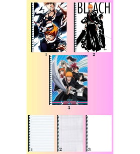 bleach 3 adet defter A4 büyük boy 72 sayfa çizgili_kareli_çizgisiz defter seti