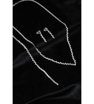 Su Yolu Yuvarlak Kolye Küpe Bileklik Set 925 Ayar Zirkon Taşlı Beyaz Silver Abiye Düğün Nişan Kına ST-0002