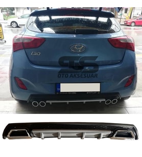 Hyundai i30 Difüzör Arka Tampon Eki 2 Egzoz Çıkışlı Gri Lüx Tip
