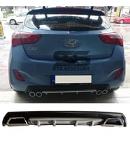 Hyundai i30 Difüzör Arka Tampon Eki 2 Egzoz Çıkışlı Gri Lüx Tip