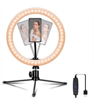 Ring Light Youtuber Tictok Makyaj Işıklı Telefon Tutucu 16cm + 2.2m Tripod CT-00 (Siyah)