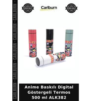 Özel Üretim Hediyelik Çelik Anime Baskılı Digital Göstergeli Termos 500 ml ALK382