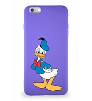 Apple iPhone 6S Plus Soft Premier Kapak Donald Duck-D Tasarımlı Silikon Kılıf - Mor (Şeffaf)