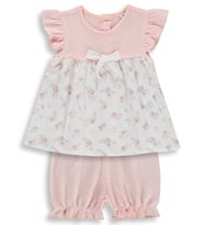 Civil Baby Kol Fırfırlı Çiçek Baskılı 6-18 Ay Takım - Pudra
