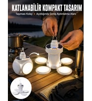 Katlanabilir Taşınabilir Kamp Lambası Işıldak Beyaz Işık Güneş Enerjili Solar Aydınlatma Yeni Nesil