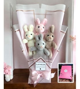 Premium Sevimli Tavşanlar Peluş Ayıcık Buketi