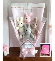 Premium Sevimli Tavşanlar Peluş Ayıcık Buketi
