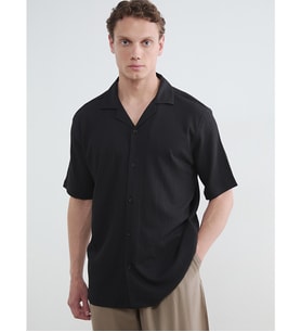 LCW Vision Siyah Regular Fit Erkek Dokulu Gömlek