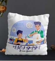 Kişiye Özel Aşçı Baba Temalı Kare Yastık (Beyaz)