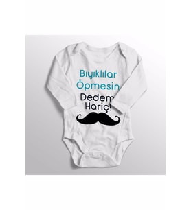 Bıyıklılar Öpmesin Dedem Hariç Baskılı Bebek Zıbını