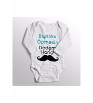 Bıyıklılar Öpmesin Dedem Hariç Baskılı Bebek Zıbını