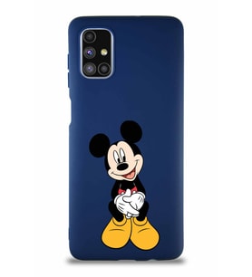 Samsung Galaxy M51 Soft Premier Kapak Mickey Mouse-A Tasarımlı Silikon Kılıf - Lacivert (Şeffaf)