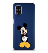 Samsung Galaxy M51 Soft Premier Kapak Mickey Mouse-A Tasarımlı Silikon Kılıf - Lacivert (Şeffaf)