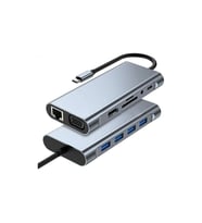 TAPLIN 11 In 1 Type-C To USB Hub Port Uyumlu Adaptör Hdmı 4x USB Lan VGA Sd Card Çevirici Çoklayıcı (Siyah)