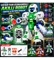 Uzaktan Kumandalı Akıllı Robot – Vantuz ve Su Topu Atabilen Sesli Işıklı Robot Oyuncak