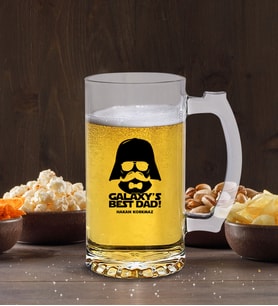 BK Gift Kişiye Özel Galaksinin En İyi Babası Tasarımlı Cam Bira Bardağı 50cl-2 (Beyaz)