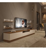 Decoraktiv Trendstyle 270RS Slm Tv Ünitesi Tv Sehpası - Ceviz Beyaz (Beyaz - Kahverengi)