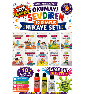 1. Sınıf Öğretmen Tavsiyeli Okumayı Sevdiren 16 Sayfa 10 Kitaplık Hikaye Seti-8 (Slime Set Hediyeli)